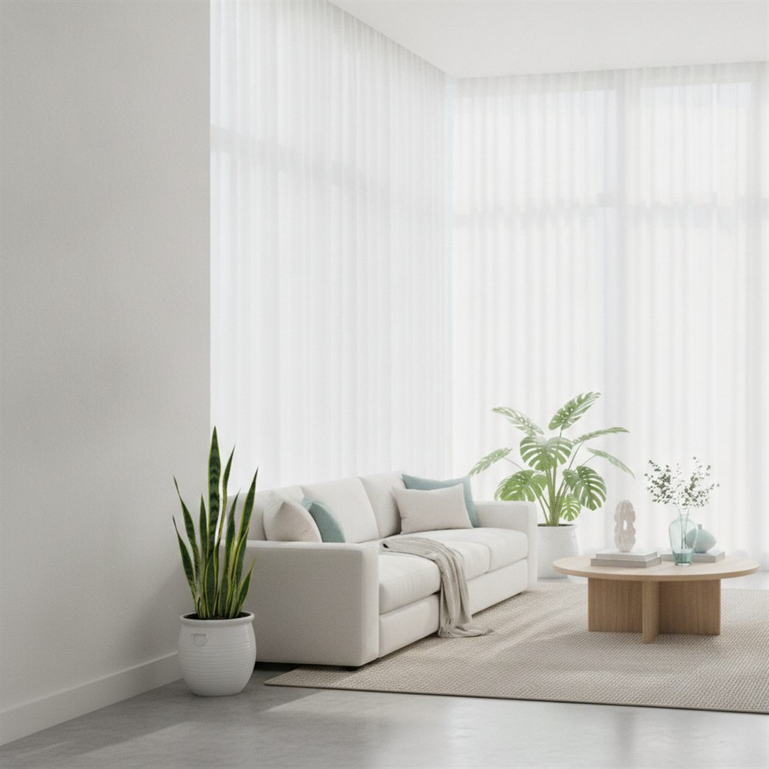 Bright, clean, airy living room representing a home free of mold and mildew