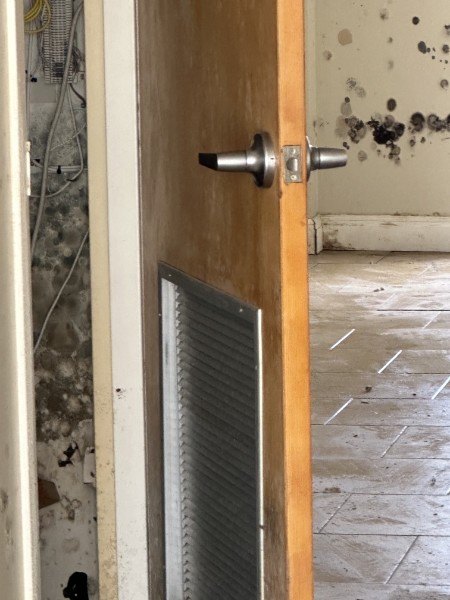Mold discovered inside a door cavity during an AIM inspection